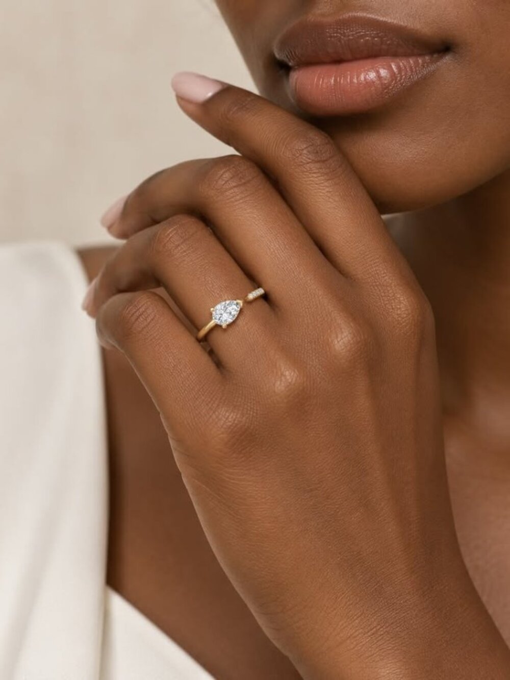 1.15 CTW Pear Lab Grown Diamond Solitaire Ring in 14K Yellow Gold